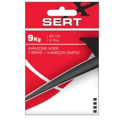 Avancon Acier Sert 60cm 7 brins + Hameçon Simple (x2)