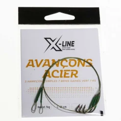 Bas de ligne acier carnassier x-line hameçon simple 7kg (x3)