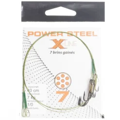 Bas de ligne acier carnassier x-line power steel 7 brins 40 cm + ham. ryder (x3)