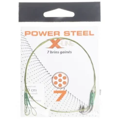 Bas de ligne acier carnassier x-line power steel 7 brins 40 cm + ham. simple (x3)