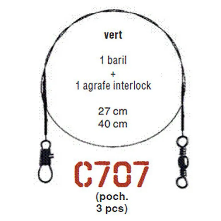 Bas de ligne acier monté carnassier cannelle avancon nylflex c707 27cm (x3)