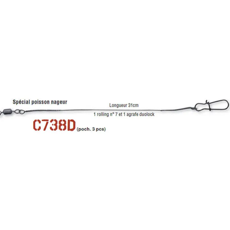 Bas de ligne carnassier monté carnassier cannelle avancon megaflex c738d 31cm (x3)