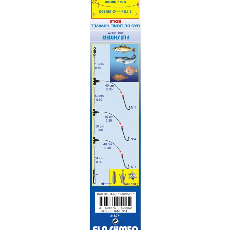 Bas de ligne mer flashmer t-swivel dl6
