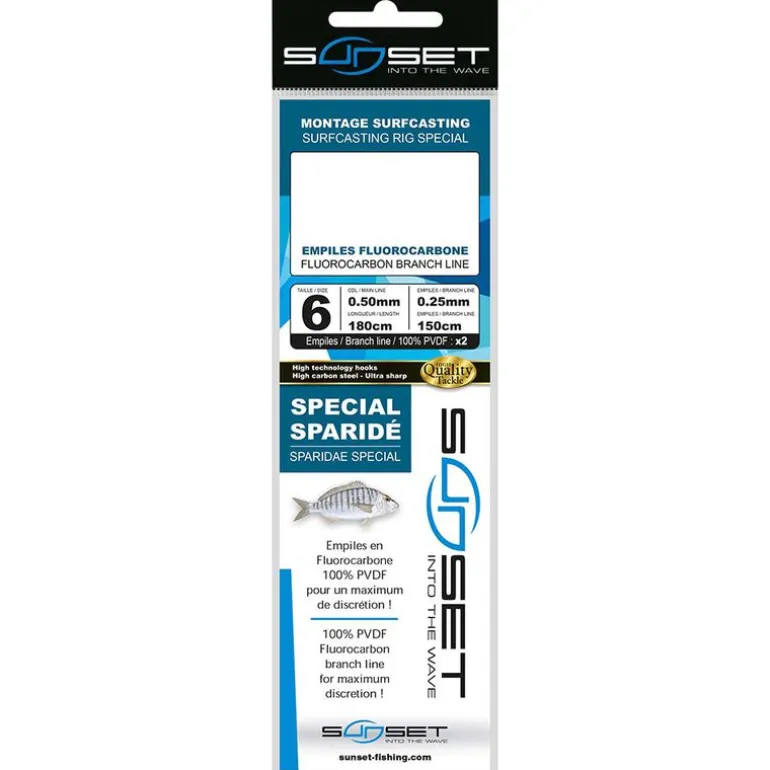 Bas de ligne Surfcasting SUNSET RS Compet Spécial SPARIDE/Fluoro