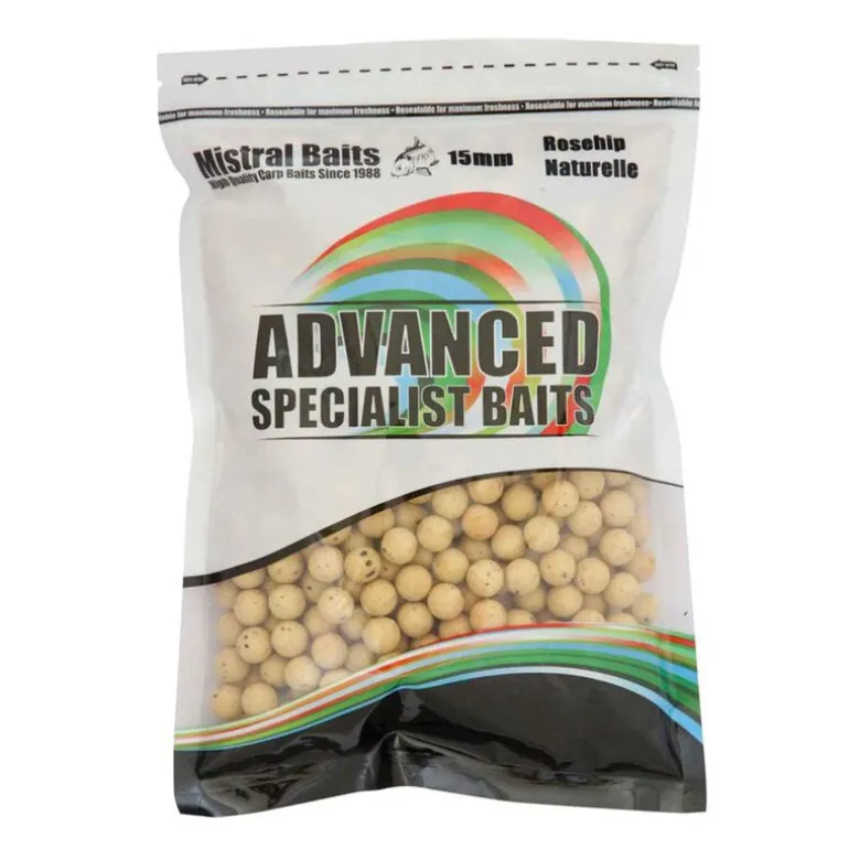 Bouillettes carpe mistral specialist range rosehip blanche boilies 15mm