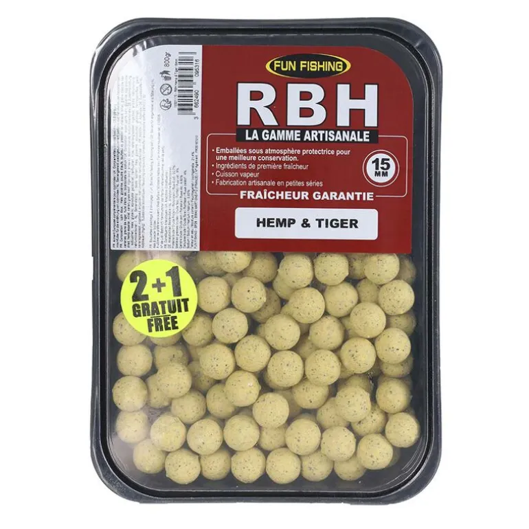 Bouillettes Fun Fishing RBH Boilies Hemp et Tiger 800g
