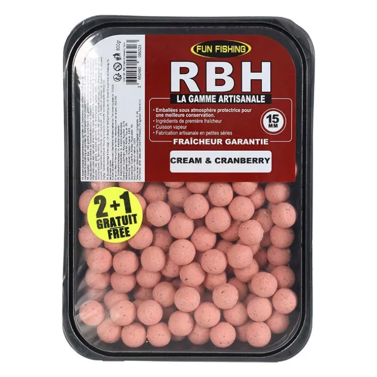 Bouillettes Fun Fishing RBH Boilies Cream & Cramberry 800g