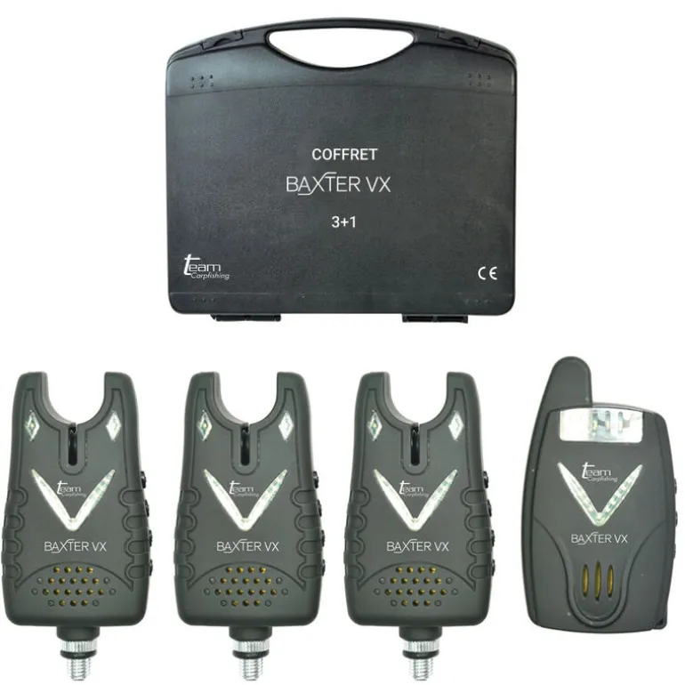 Coffret 3 détecteurs carpe team carpfishing baxter vx + centrale