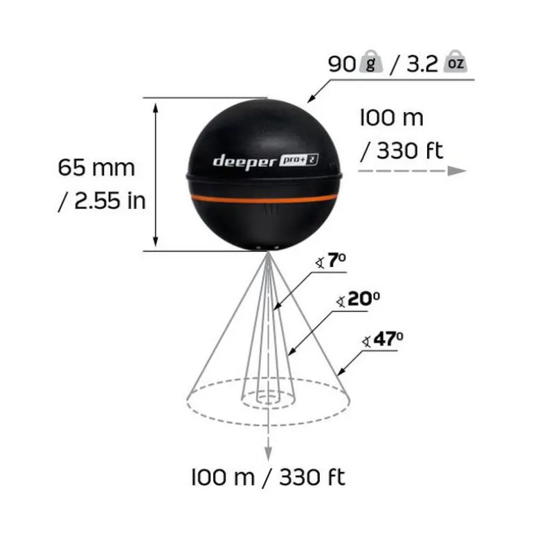 DEEPER PRO+ V2, sondeur sans fil avec GPS génération 2