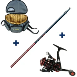 Ensemble Garbolino Canne Téléréglable 3m80 + Moulinet 800 + Panier Truite