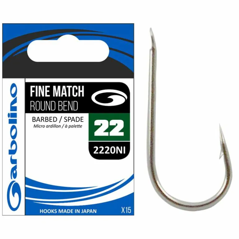 Hameçons Garbolino Non Montés Fine Match Round Bend 2220NI