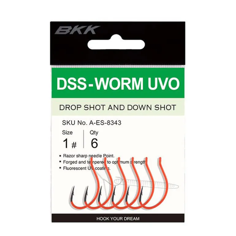 Hameçon Simple BKK DDD-Worm Uvo (x6)
