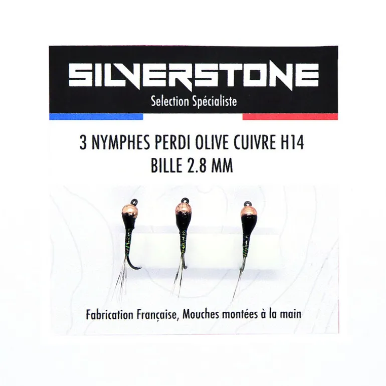 Kit 3 nymphes perdigones olives h14 bille cuivre tung 2,8 mm
