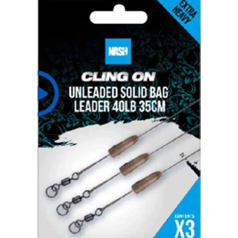 Leader Nash Ready Tied Unleaded solid bag leader 35cm