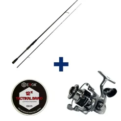 Pack Canne Evok Aerian 75hs 2.26cm, 20-60g + Aerian 3000Fd + Tresse