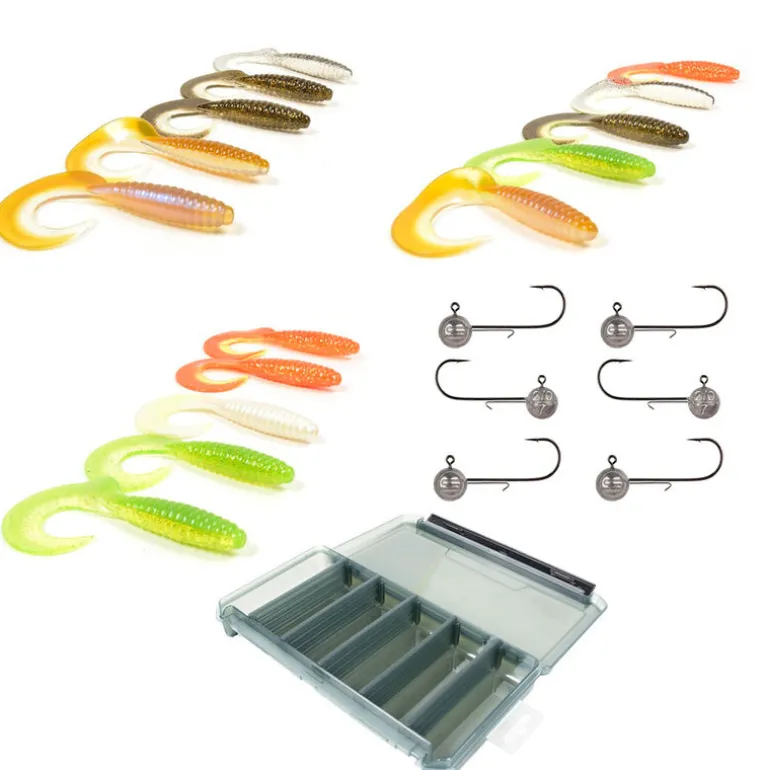 Pack 15 Grub 14cm + 6 Têtes Plombées + Boite