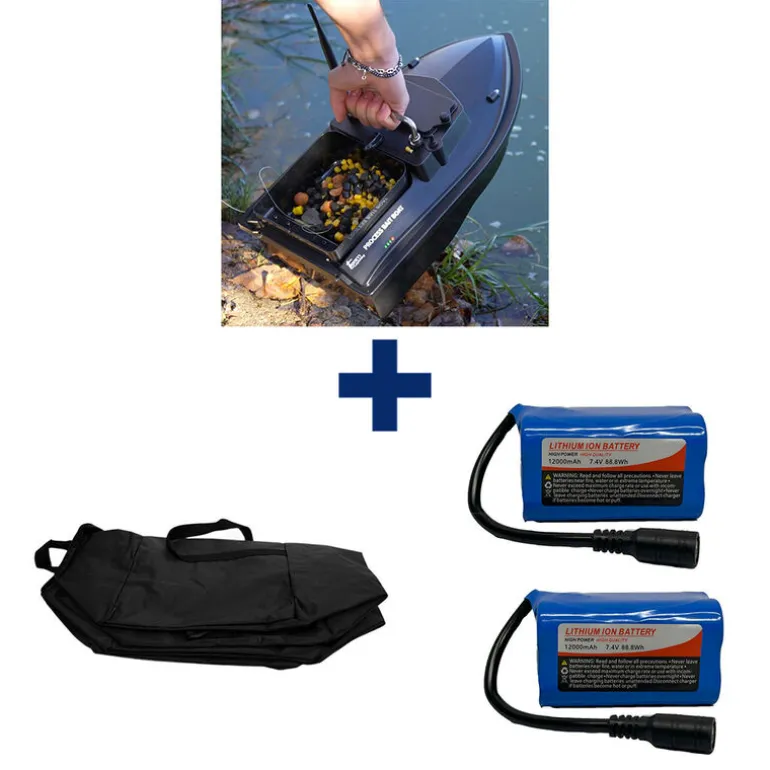 Pack Process Bait Boat + 2 Batterie12000 mAh + Sac