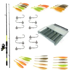 Pack Prêt à Pêcher Sandre Bzone Striker 240MH 10-45g + Moulinet + Nylon + Leurres + Boites