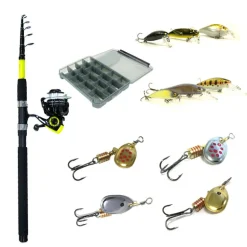 Pack Prêt à Pêcher Truite Bzone Striker Telespin 180L 3-10g + Moulinet + Nylon + Leurres + Boites