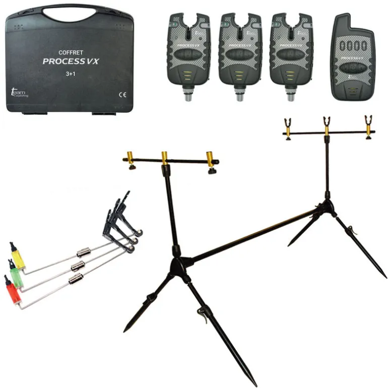 Pack Repose canne 3 Détecteurs Process VX + Centrale + 3 Dropper + Rodpod 3 cannes