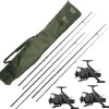 Pack team carpfishing pêche carpe 3 cannes + 3 moulinets débrayables + fourreau