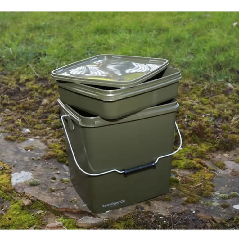Seau carpe trakker olive square bucket