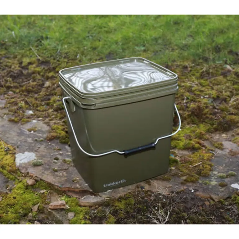 Seau carpe trakker olive square bucket