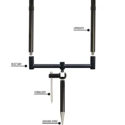 Support 2 cannes korda pack singlez alu black + surelevateur 6.5"