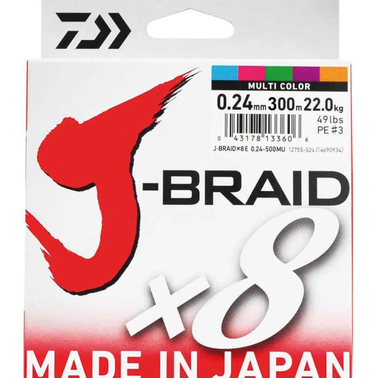 Tresse Daiwa J-Braid x8 Multi-Color 300m